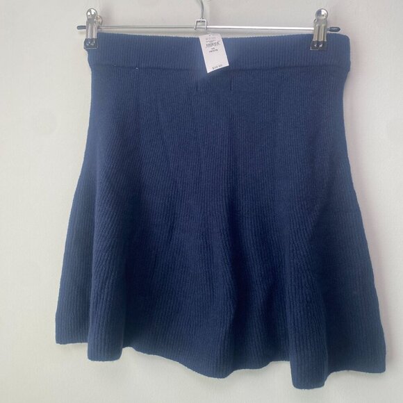 Gap CashSoft Skirt NWT Mini Ribbed Knit Flared Navy XS Petite - Picture 2 of 7